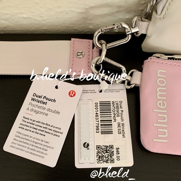 lululemon Dual Pouch Wristlet in White Opal/Pink Peony OS Brand New NWT - Picture 2 of 15